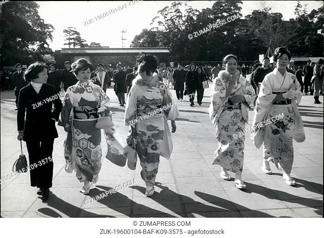 1963 - Cheers for the Emperor of Japan: More than 120, 000 people, many of the women in gay kimonos, filed through the grounds of the new Imperial Palace in...
