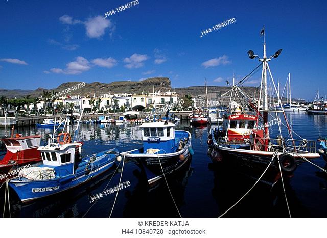 Spain, Europe, Gran Canaria, Puerto de Mogan, Canaries, Boat, fishing boats, Europe, fishermen, harbor, harbor, Canary