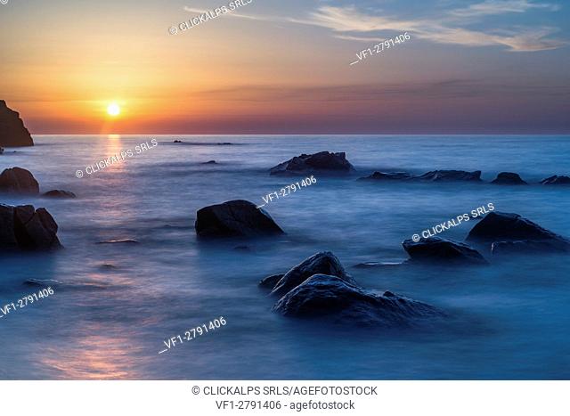 Zambrone, Calabria, Italy. Sunset on the beach of Capo Cozzo