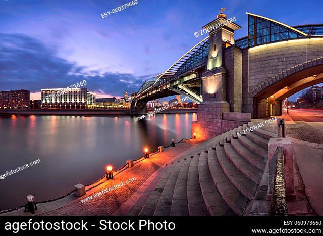 Moskva River Embankment and Bogdan Khmelnitsky Bridge, Moscow, Russia