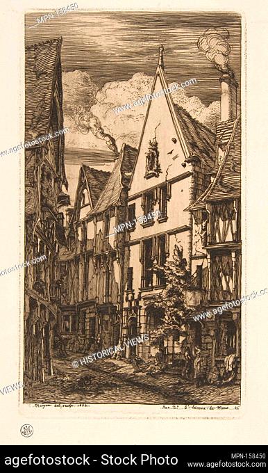 La Rue des Toiles, Bourges. Artist: Charles Meryon (French, 1821-1868); Date: 1853; Medium: Etching with drypoint; Dimensions: Plate: 8 3/8 x 4 5/8 in