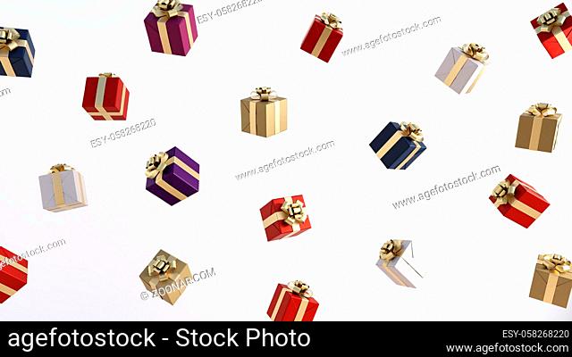 Merry Christmas Sales with Gift Boxes Falling Marketing