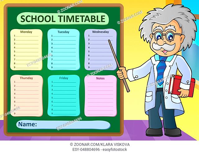 Weekly school timetable design 1 - picture illustration