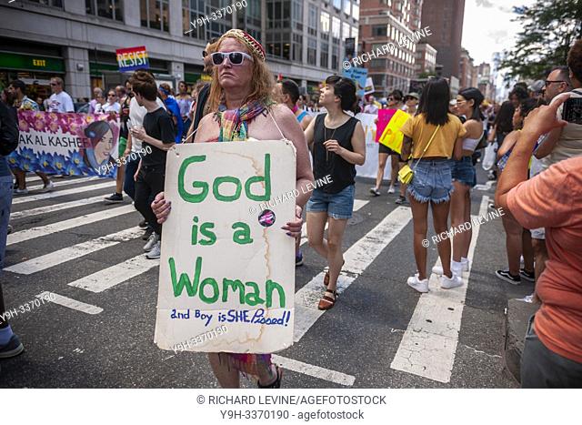 Marchers in the Queer Liberation March, the activist protest to the commercialization of Stonewall 50/ World Pride Parade, in New York on Sunday, June 30, 2019