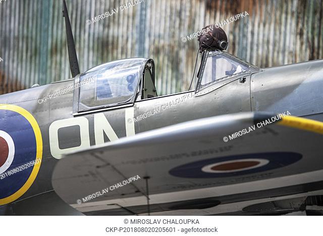 The historical Spitfire XVI fighter, which Czechoslovak pilot Otto Smik used in RAF 312 Squadron, owned by Stephen Stead, in Line, near Pilsen, Czech Republic
