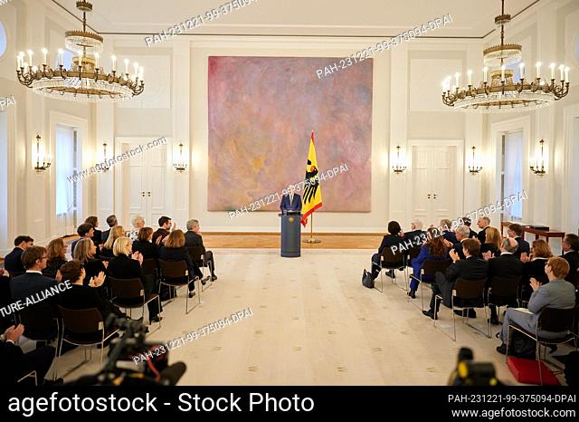 21 December 2023, Berlin: Frank-Walter Steinmeier, Federal President, speaks on the change of judges at the Federal Constitutional Court in Bellevue Palace