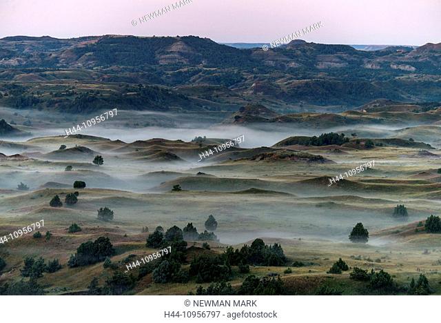 Theodore, Roosevelt, National Park, North Dakota, USA, United States, America, landscape, fog