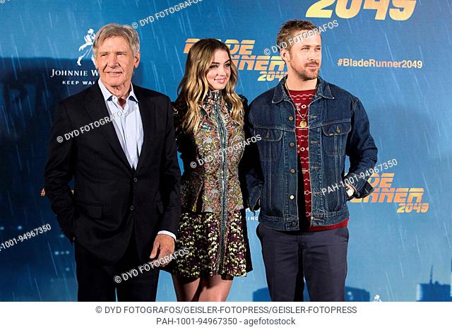 Harrison Ford, Ana de Armas and Ryan Gosling at the Photocall for 'Blade Runner 2049' at Hotel Villamagna. Madrid, 19.09.2017 | Verwendung weltweit