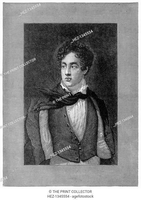 George Byron, 6th Baron Byron, British poet, (1888). Byron (1788-1824) was a leading figure in the Romantic movement. A print from the Illustrated London News