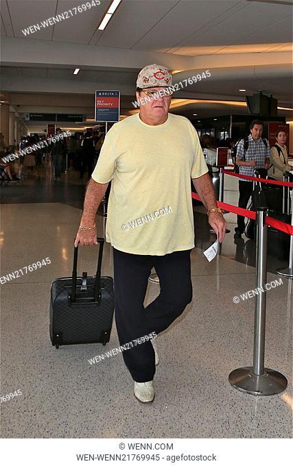 Former Major League Baseball player Pete Rose, A.K.A. Charlie Hustle, departs from Los Angeles International Airport (LAX) Featuring: Pete Rose