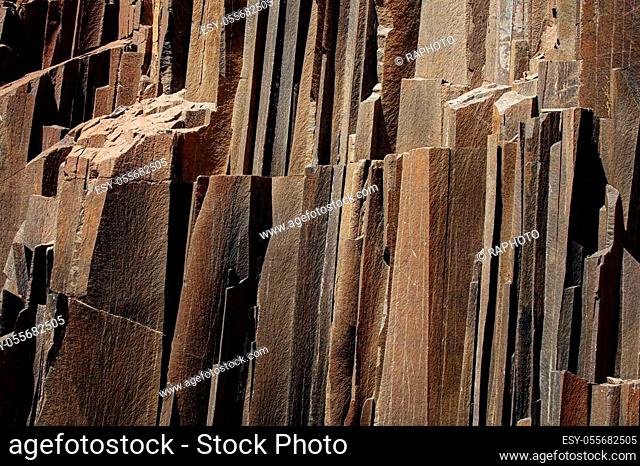 Detail shot of the famous Organ Pipes rock formations in Damaraland, Namibia, Southern Africa