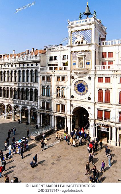 The Clock Tower, Saint Mark's Square. San Marco district, Venice, Veneto region, Italy, Europe