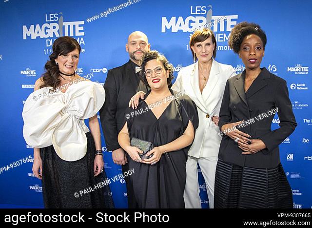 comedian Ingrid Heiderscheidt, actor Achille Ridolfi, comedian Dena, comedian Laurence Bibot and actress Bwanga Pilipili pictured at the 'Magritte du Cinema'...
