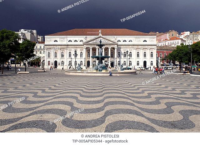 Portugal, Lisbon, Rossio Square. Dona Maria II National Theater