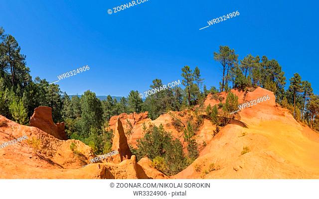 Ochre canyon near Roussillon in Provence France - travel and nature background