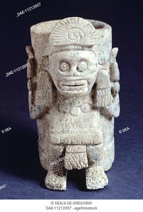 Vase ceremony showing a depiction of Nictlantecuhtli, god of death. Artifact originating from the Mayor Temple in Tenochtitlan, (Mexico)