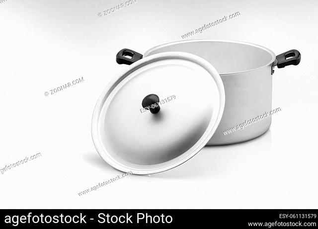 a kitchen pan on a light background, one