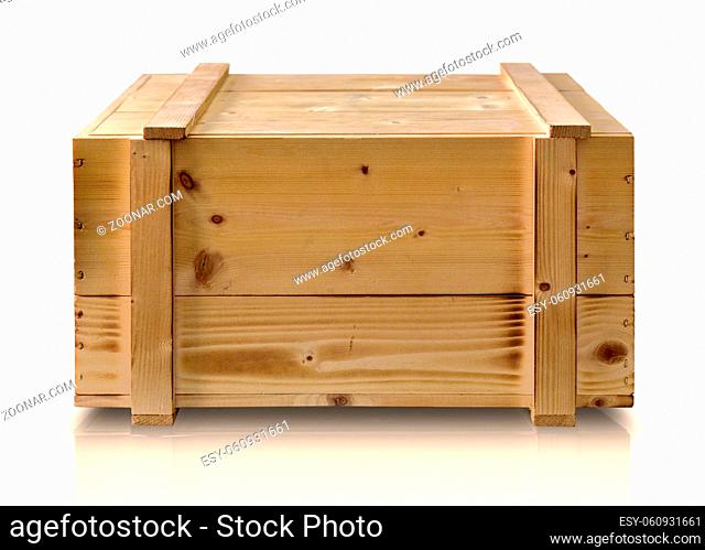 Wooden box isolated against white background treasure chest