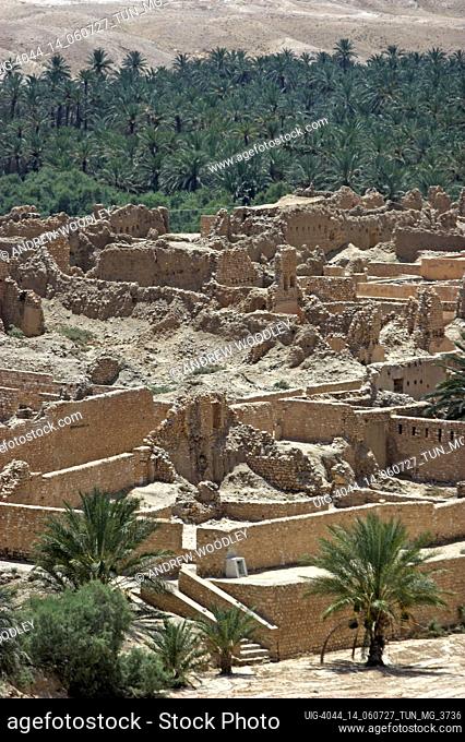Old Tamerza ruined ancient Berber oasis village Tunisia