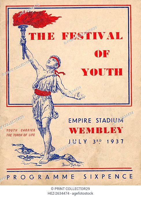 The front cover of the programme for The Festival of Youth, 1937. Artist: Unknown