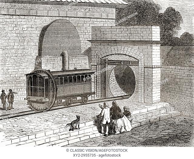 The entrance to The Crystal Palace pneumatic railway, an experimental atmospheric railway that ran in Crystal Palace Park between the Sydenham and Penge...