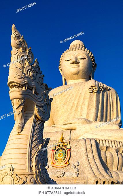 Big Buddha Chalong Phuket Thailand Asia February 14, 2018 The 45 metre tall Big Buddha of Phuket and the Naga