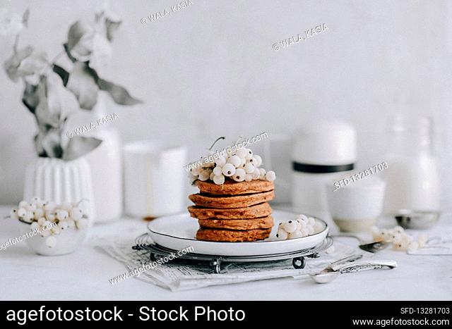 Pumpkin pancakes with white currants