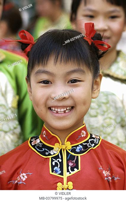 China, Peking, girls, Folklorekleidung, laughing, portrait Asia, Eastern  Asia, 8-12 years, child, Stock Photo, Picture And Rights Managed Image.  Pic. MB-03799975 | agefotostock