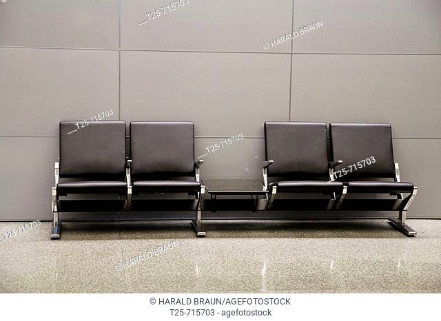 Empty airport chairs