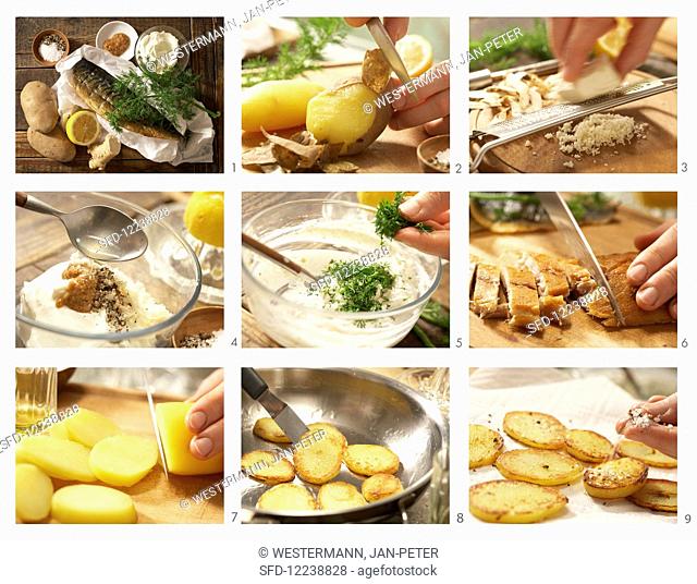 How to prepare potato crostini with horseradish and smoked mackerel