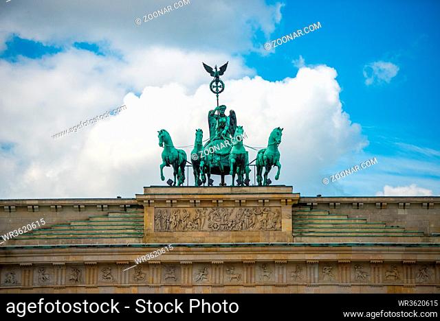 quadriga on top of the Brandenburg Gate in Berlin