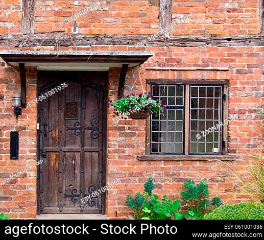 Door, porch and window of old village house. High quality photo