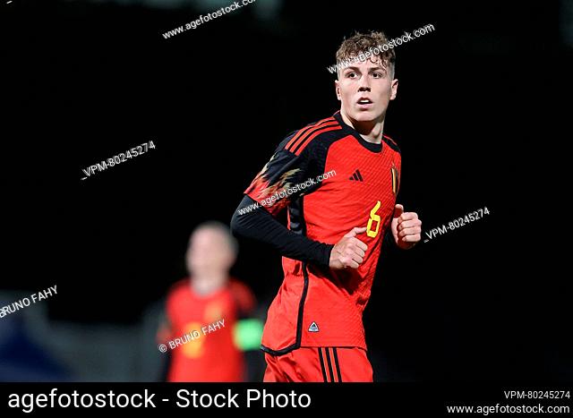 Belgium's Arne Engels pictured during the match between the U21 youth team of the Belgian national soccer team Red Devils and the U21 of Scotland