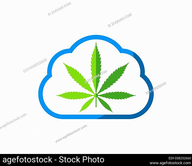 Simple cloud with cannabis leaf inside