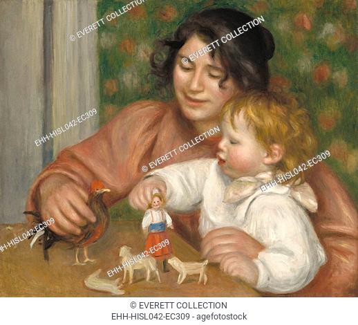 Child with Toys - Gabrielle and the Artist's Son, Jean, by Auguste Renoir, 1895-96, French impressionist painting, oil on canvas