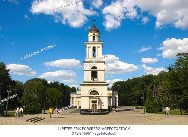 Bell Tower in Parcul Catedralei park in Chisinau Moldova Europe