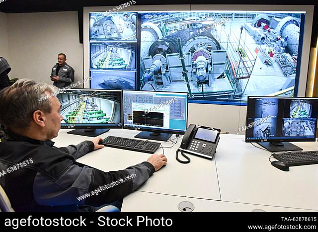 RUSSIA, NORILSK - OCTOBER 25, 2023: A control room at the Nadezhda Metallurgical Plant, part of the Polar Division of the Norilsk Nickel Mining and...