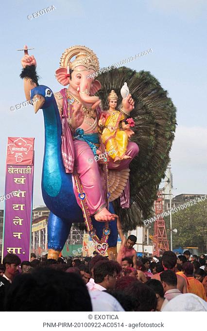 Idol of Lord Ganesha representing Lord Vishnu at immersion ceremony, Mumbai, Maharashtra, India