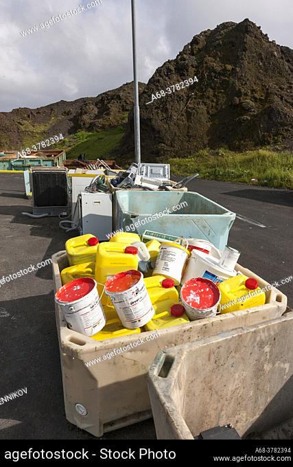 Landfill and recycling station on Hemön where the volcano Eldfell formed new ground during the eruption in 1973