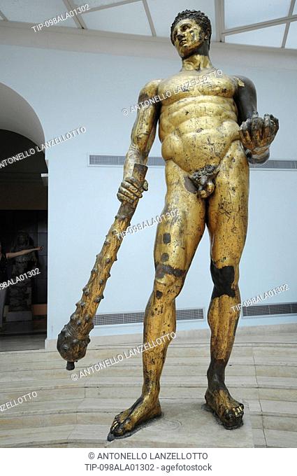 Italy, Lazio, Rome, Capitoline Museum, Palazzo dei Conservatori, golg-plated bronze statue of Hercules 2nd century B.C