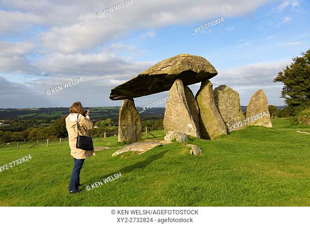 The Pentre Ifan neolithic burial chamber, Pembrokeshire, Wales, United Kingdom. It is described as being of the ""portal dolmen"" type