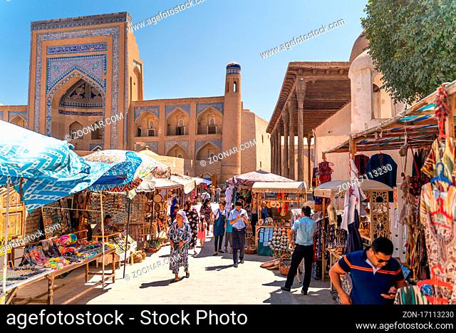 Khiva/Uzbekistan:08.20.2019-The view o famous bazaar street in Khiva