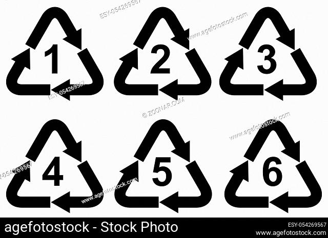 Illustration of recycling symbols done in retro style