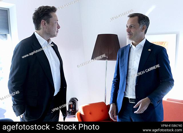 ATTENTION EDITORS - HAND OUT PICTURES - EDITORIAL USE WITH STORY ON MEETING DE CROO AND ELON MUSK ONLY - MANDATORY CREDIT HANDOUT CABINET BELGIAN PRIME MINISTER
