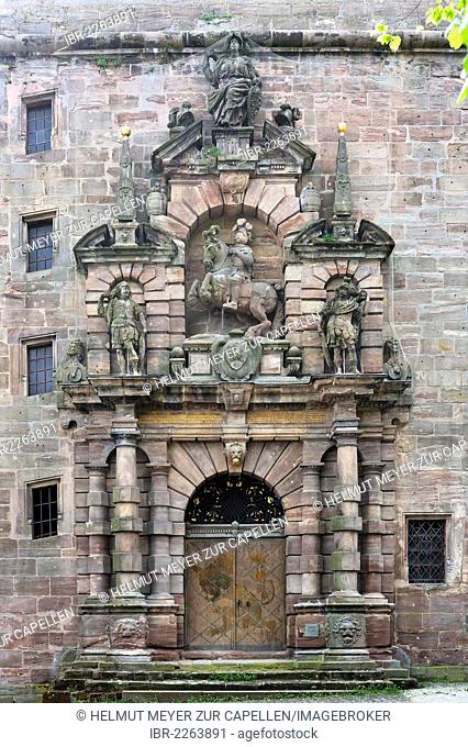 Christansportal at Hohe Bastei, high bastion, in the courtyard, portal by architect Hans Werner, c. 1608, which glorifies Margrave Christian, Plassenburg Castle