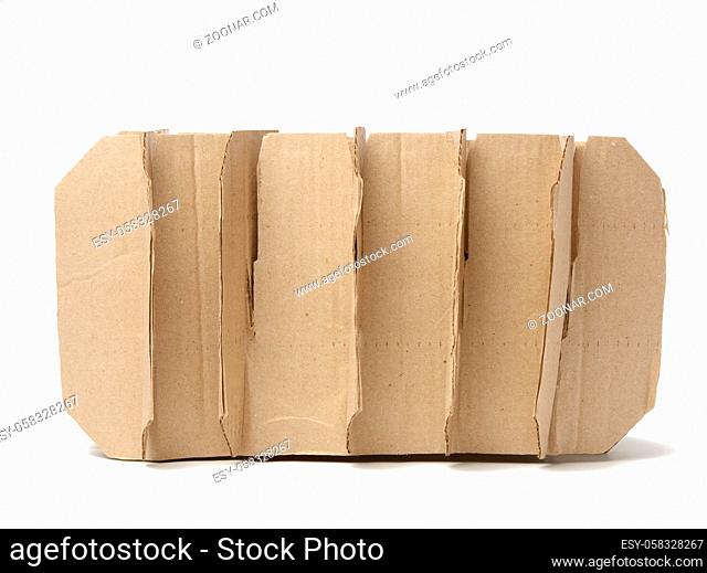 brown corrugated paper interior partitions for glass bottle transport box isolated on white background