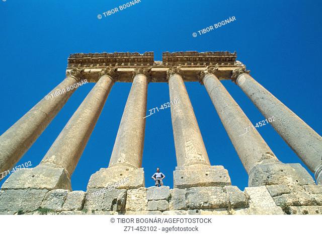 Jupiter Temple, Roman ruins of Baalbek archaeological site. Beqaa Valley, Lebanon