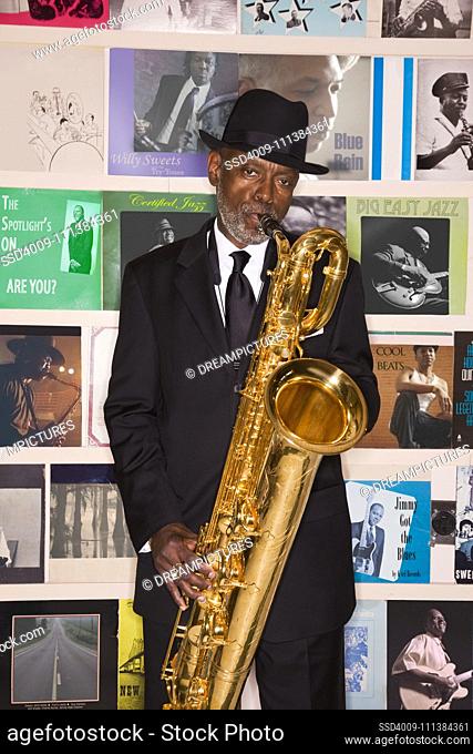 African man performing on saxophone