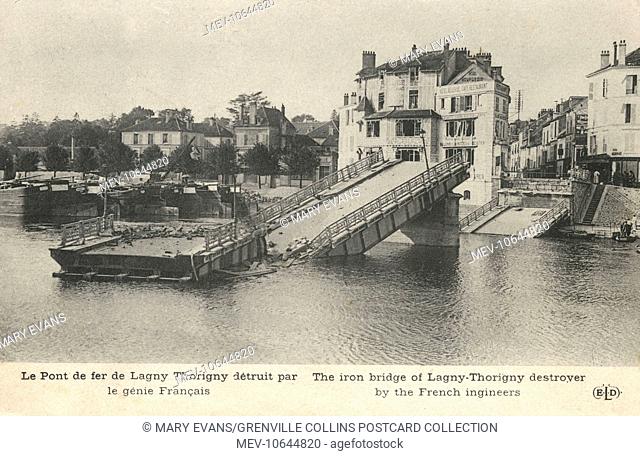 Iron Bridge of Thorigny-sur-Marne, France - destroyed by French Engineers during World War One