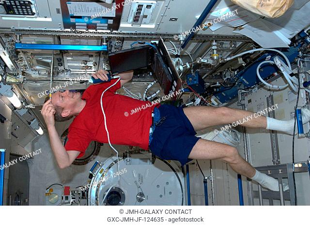 European Space Agency astronaut Frank De Winne, Expedition 20 flight engineer, works in the Kibo laboratory of the International Space Station